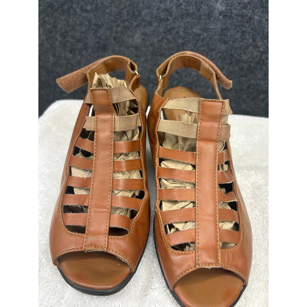 Cloudwalkers by Avenue Cece Tan Brown Gladiator Cage Block Heel Sandals 11W